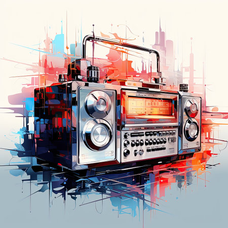 World radio day with vintage radio receiver illustration.の素材