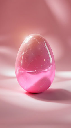 3D render pink egg in pink background.の素材