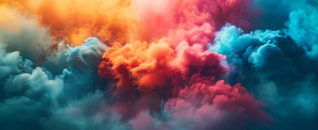 Abstract explosion of colors cloud reds blues and oranges.の素材