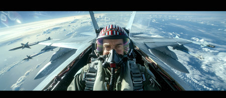 Close up of a fighter pilot High Altitude Mission View.の素材