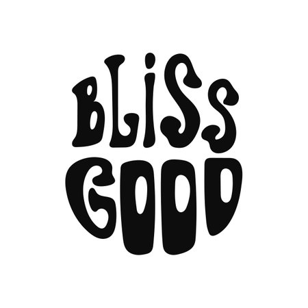Retro groovy typography design with Bliss good phrase in bold black lettersのイラスト素材