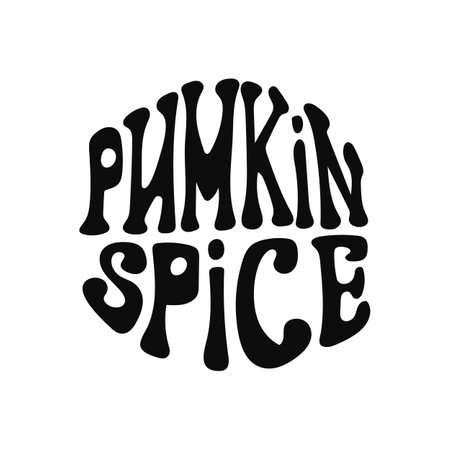 Groovy pumpkin spice typography design for seasonal autumn themesのイラスト素材