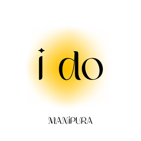 Manipura chakra symbol with yellow glow and inspirational message i do on white backgroundのイラスト素材