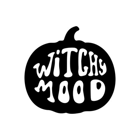 Witchy mood pumpkin silhouette design for halloween decor or seasonal crafting.のイラスト素材
