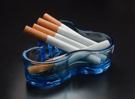 Cigarettes and ashtrays.の写真素材