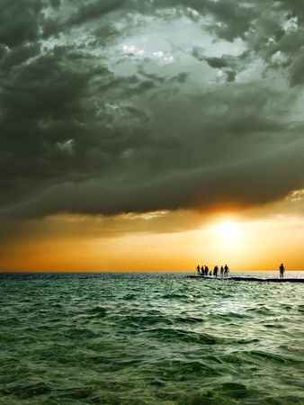 A beautiful sunset over the Red Sea in Egyptの写真素材