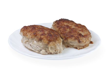 Cutlets on a white backgroundの写真素材