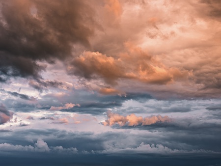 Stormy sky at sunsetの写真素材