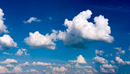 Ðorizontal panorama of blue sky with white cloudsの写真素材