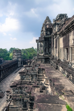 The ancient architecture of Angkor Wat temple in Cambodiaの写真素材