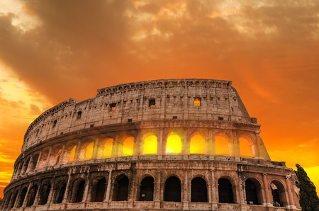 Roman Colosseum at sunset.の写真素材