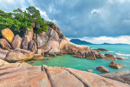 Hin Ta and Hin Yai Rocks. A famous place on the island of Koh Samui in Thailand.の写真素材