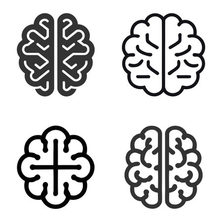 Brain vector icons set. Illustration isolated for graphic and web design.のイラスト素材
