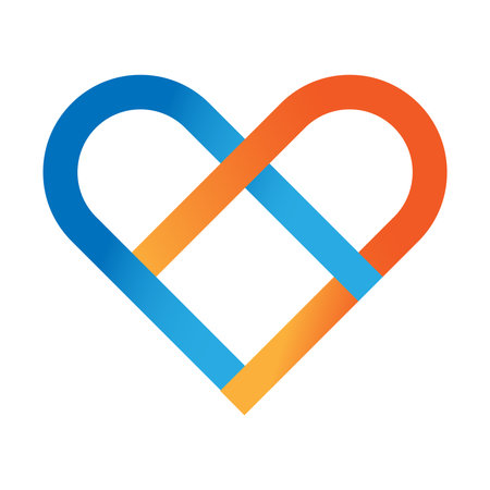 Heart icon. Blue and orange heart icon isolated on white background.のイラスト素材