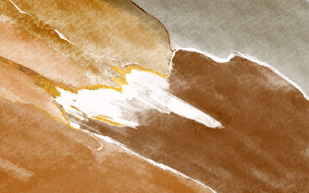 Gold abstract hand painted background, closeup of acrylic painting on canvas. modern Art.の写真素材