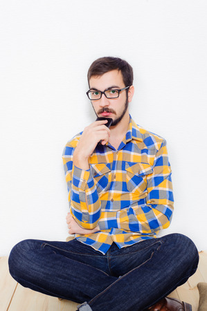 young man in studio lifestyleの写真素材