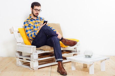 young man in studio lifestyleの写真素材