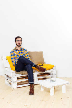 young man in studio lifestyleの写真素材