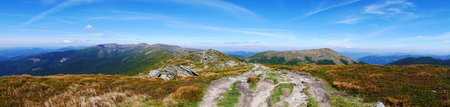 wide panoramic view of the Carpathians Mountains in summerの写真素材