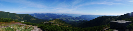 wide panoramic view of the Carpathians Mountains in summerの写真素材
