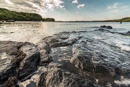 Rocky coast near fiscavaig on isle of skye. Scotland.の写真素材