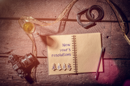 New year's resolution concept. Notebook to write photographer's goals.の写真素材