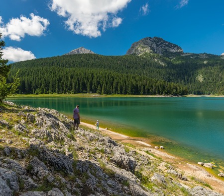 Black Lake and mountain Bobotov Kuk. Zabliak, Montenegro.の写真素材
