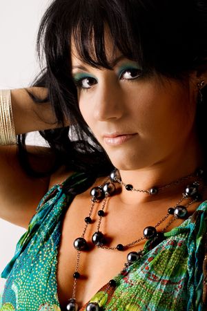 Glamour girl wearing jawelry and makeupの写真素材
