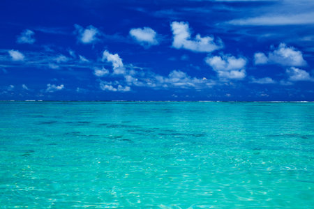 Tropical ocean with blue sky with vibrant ocean colors