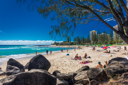 COOLANGATTA, AUS - MAY 01 2017, Coolangatta beach and Rainbow Bay, Gold Coast, Queensland, Australiaのeditorial素材
