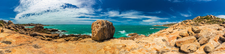 Panoramic view of Horseshoe Bay at Bowen - iconic beach with granite climbing rocks, north Queensland, Australiaの写真素材