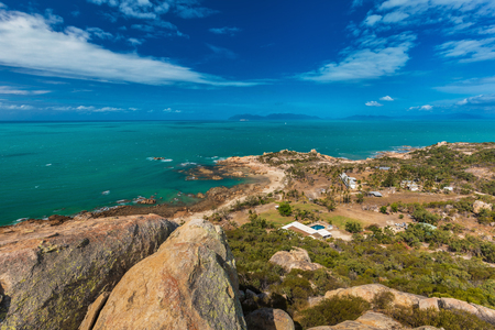 Horseshoe Bay at Bowen - iconic beach with granite climbing rocks, north Queensland, Australiaの写真素材