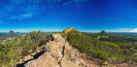 Summit of Mount Ngungun, Glass House Mountains, Sunshine Coastの写真素材