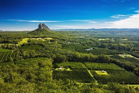 View from the summit of Mount Ngungun, Glass House Mountains, Sunshine Coastの写真素材