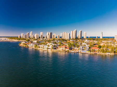 Aerial view of Surfers Paradise and Southport on the Gold Coast,の写真素材