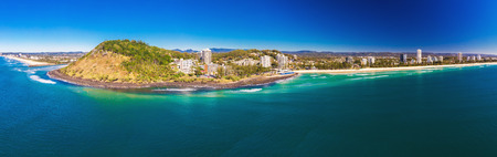 Aerial view of Burleigh Heads - a famous surfing beach suburb on the Gold Coast, Queensland, Australiaの写真素材