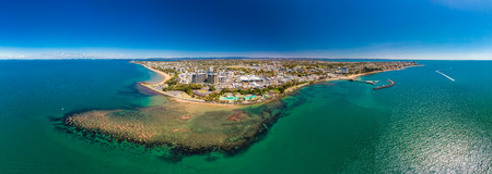 Aerial drone view of Settlement Cove Lagoon, Redcliffe, Brisbane, Australiaのeditorial素材
