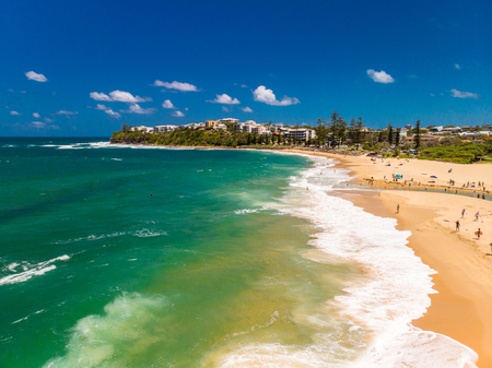 Aerial panoramic images of Dicky Beach, Caloundra, Queensland, Australiaの写真素材