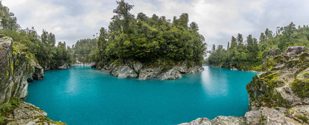 Blue water and rocks of the Hokitika Gorge Scenic Reserve, West coast, South Island New Zealandの写真素材