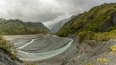 Hiking to the Franz Josef glacier in South Alps, South island of New Zealandの写真素材