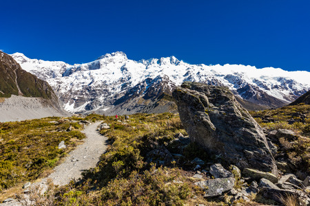 Mouintains in Hooker Valley Track in Aoraki National Park, New Zealand, South Islandの写真素材