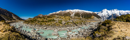 Mouintains in Hooker Valley Track in Aoraki National Park, New Zealand, South Islandの写真素材