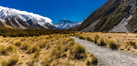 Mouintains in Hooker Valley Track in Aoraki National Park, New Zealand, South Islandの写真素材