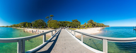 BRIBIE ISLAND, AUS - SEPT 1 2018: Beach  near the Bongaree jetty on west side of the Bribie Island, Queensland, Australiaのeditorial素材