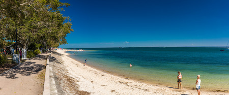 BRIBIE ISLAND, AUS - SEPT 1 2018: Beach  near the Bongaree jetty on west side of the Bribie Island, Queensland, Australiaのeditorial素材