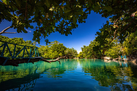 The Blue Lagoon, Port Vila, Efate, Vanuatu - famous tourist destinationの写真素材