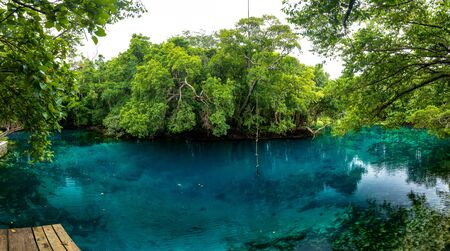 Matevulu Blue Hole, Espiritu Santa Island, Vanuatu, famous tourist destinationの写真素材