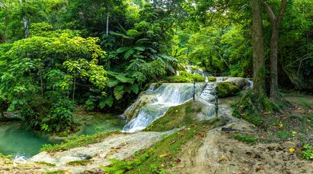 Stunning Mele Maat Cascades in Port Vila, Efate Island, Vanuatu, South Pacificの写真素材