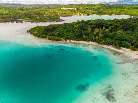 Aerial drone view of small islands and lagoons, Efate Island, Vanuatu, near Port Vilaの写真素材