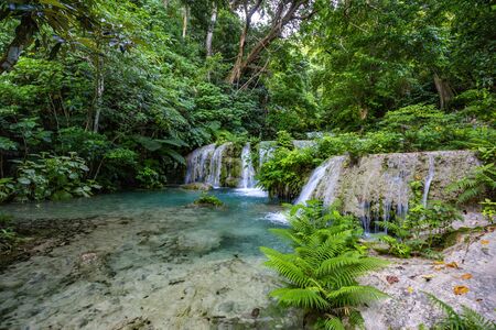 Stunning Mele Maat Cascades in Port Vila, Efate Island, Vanuatu, South Pacificの写真素材